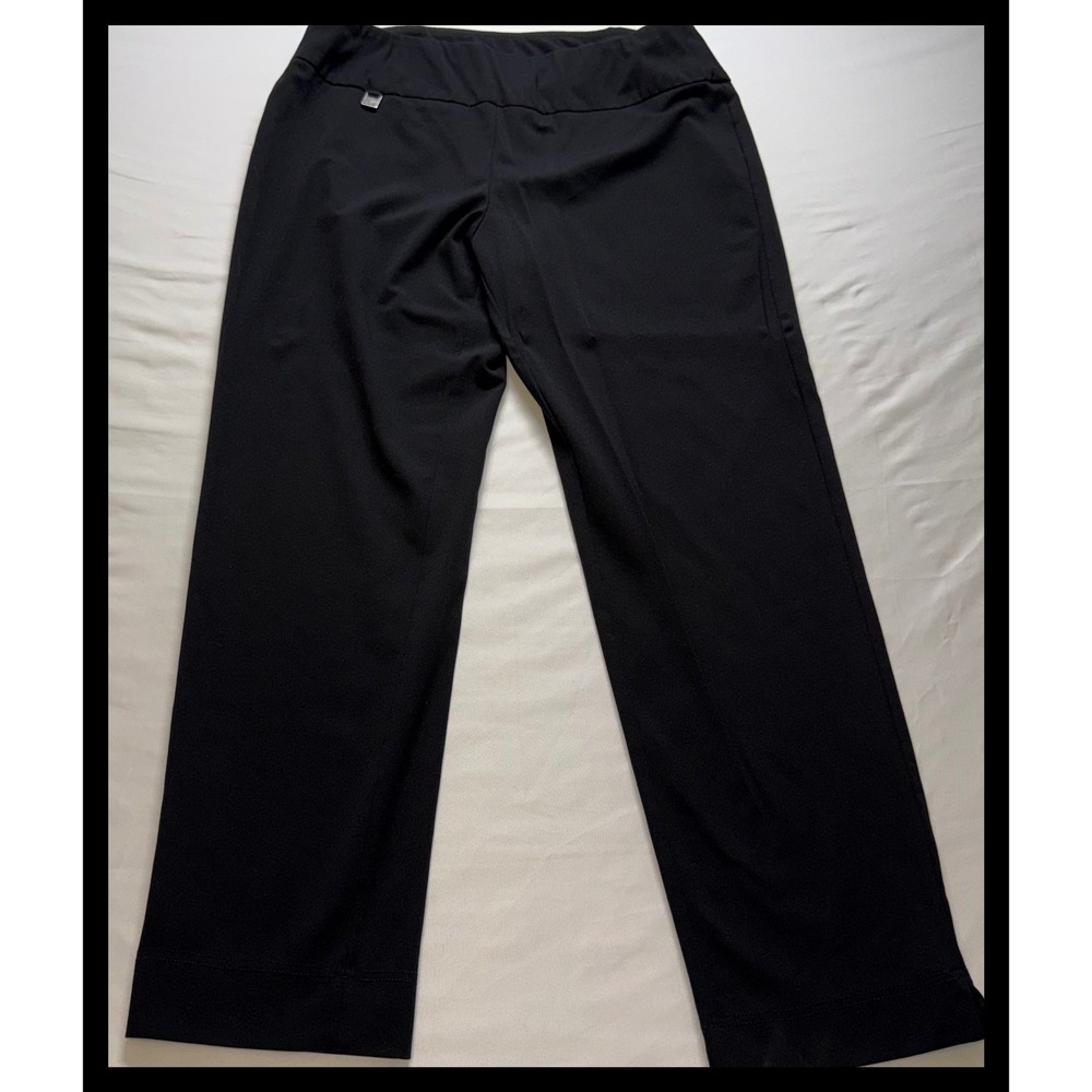 Slim-sation Pants Women 10 Black Pull On Straight Leg Tummy Control Office